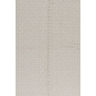 Wool Geometric Area Rug in Silver