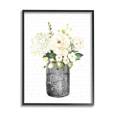"White Flower Blossoms Laundry Pot", art texturé giclée par lettrage