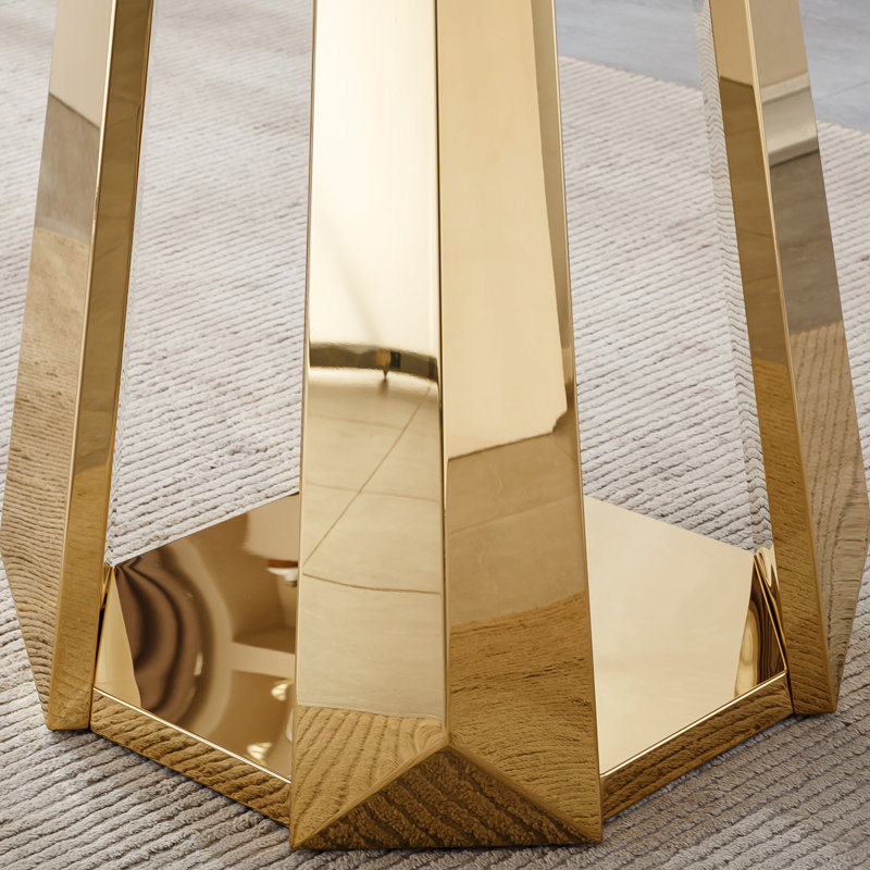 Table de salle à manger sophistiquée en marbre à texture moderne avec base en acier inoxydable pour une utilisation polyvalente dans la salle à manger