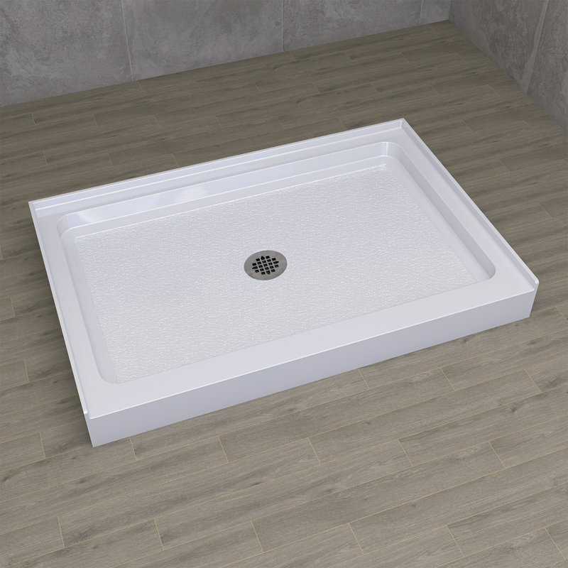 48 In. X 30 In. Acrylic Single Threshold Shower Base Alcove Floor Rectangular Shower Pan Base With Center Drain In White