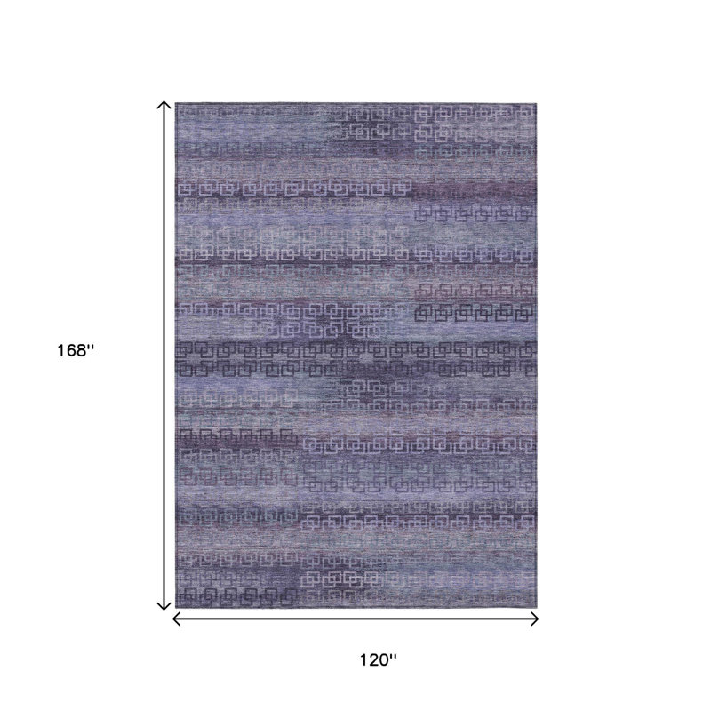 Tapis intérieur/extérieur lavable à rayures prune et lavande 3 m x 4,2 m