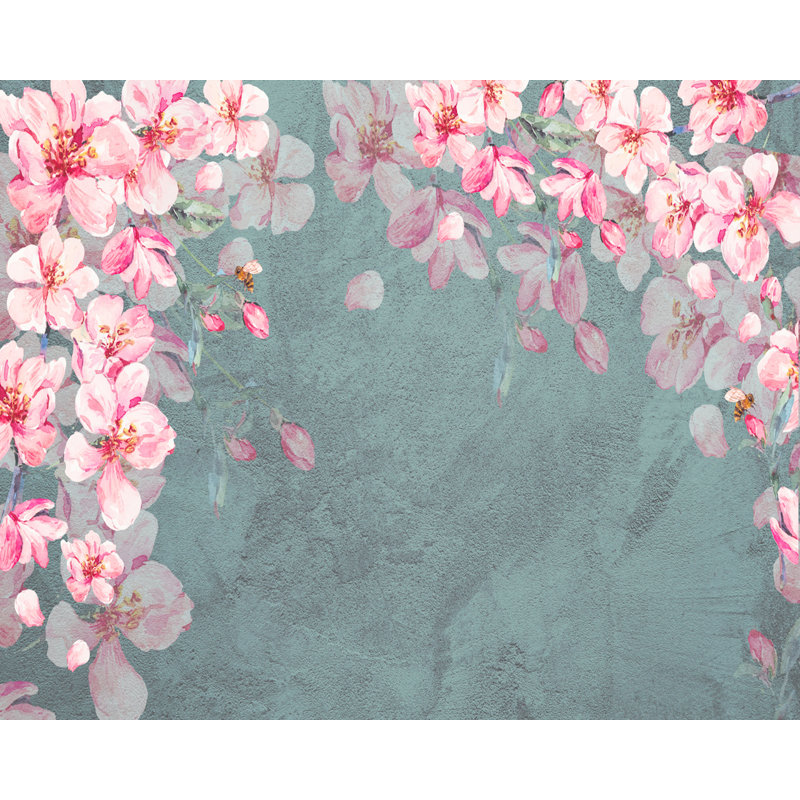 Peinture murale fleurs de cerisier Sakura L 6,25 pi x l 112 po à peindre, L 8,17 pi x l 12,5 pi