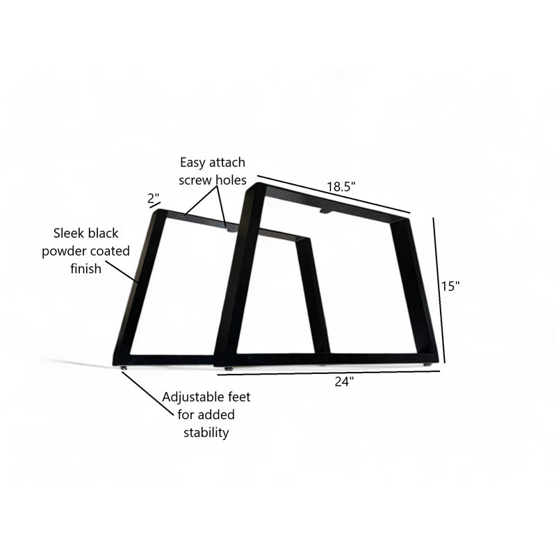 Pieds de table basse trapézoïdale, ensemble de 2