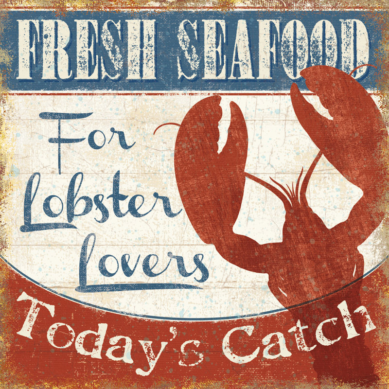 Fresh Seafood I by Pela Studio - Wrapped Canvas Advertisement Print, 51cm H x 51cm W