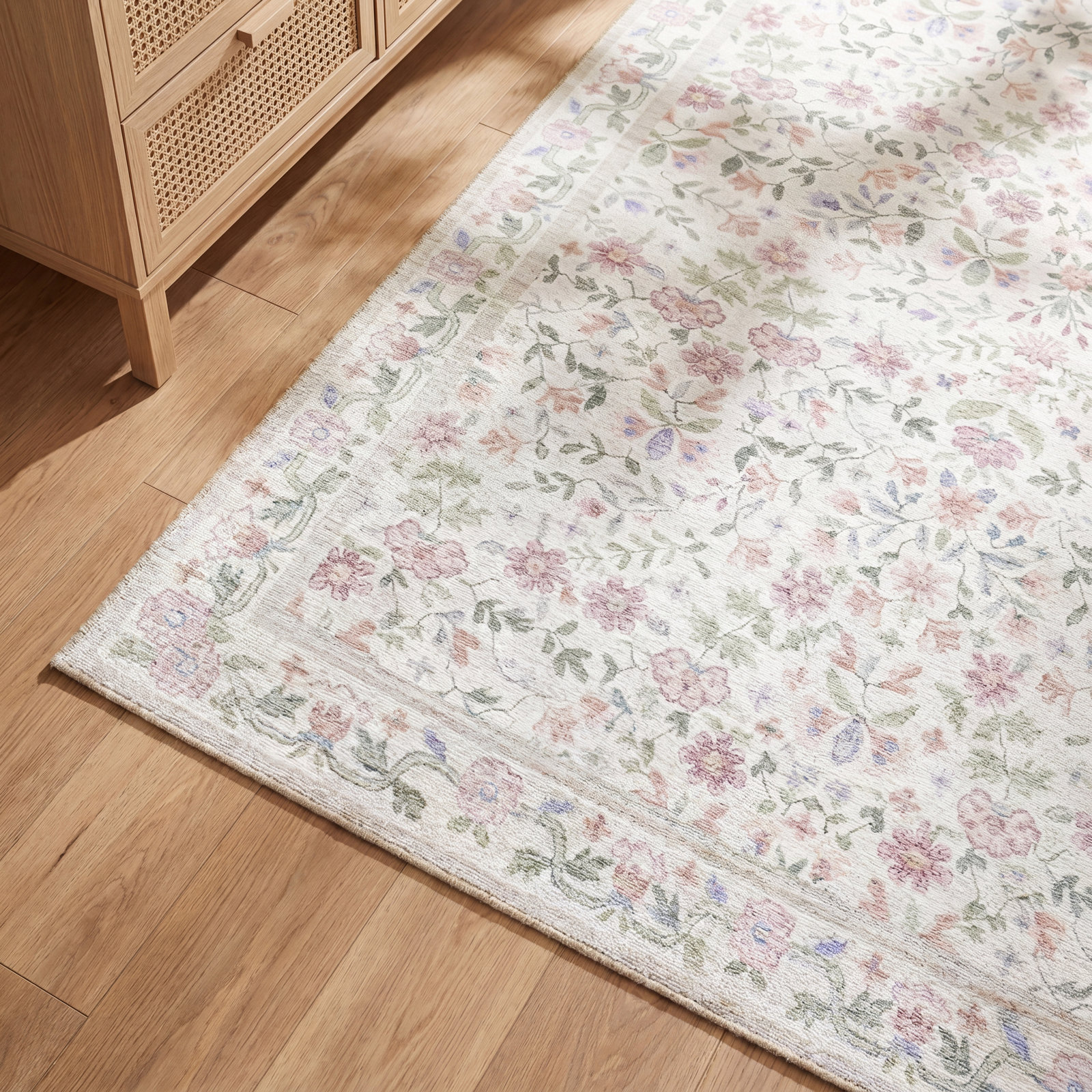 Machine Washable Floral Rug, Rectangle 7'10" x 10'2"