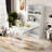 Buffet With Hutch And Foldable Dining Table, Storage Shelves, Side Hooks And A Cabinet With Sliding Doors-527636590-527636595