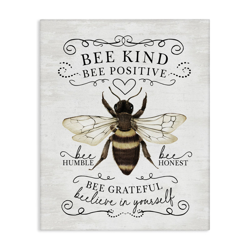 Art mural rétro avec abeilles par lettré et doublé, H 30 po x l 24 po