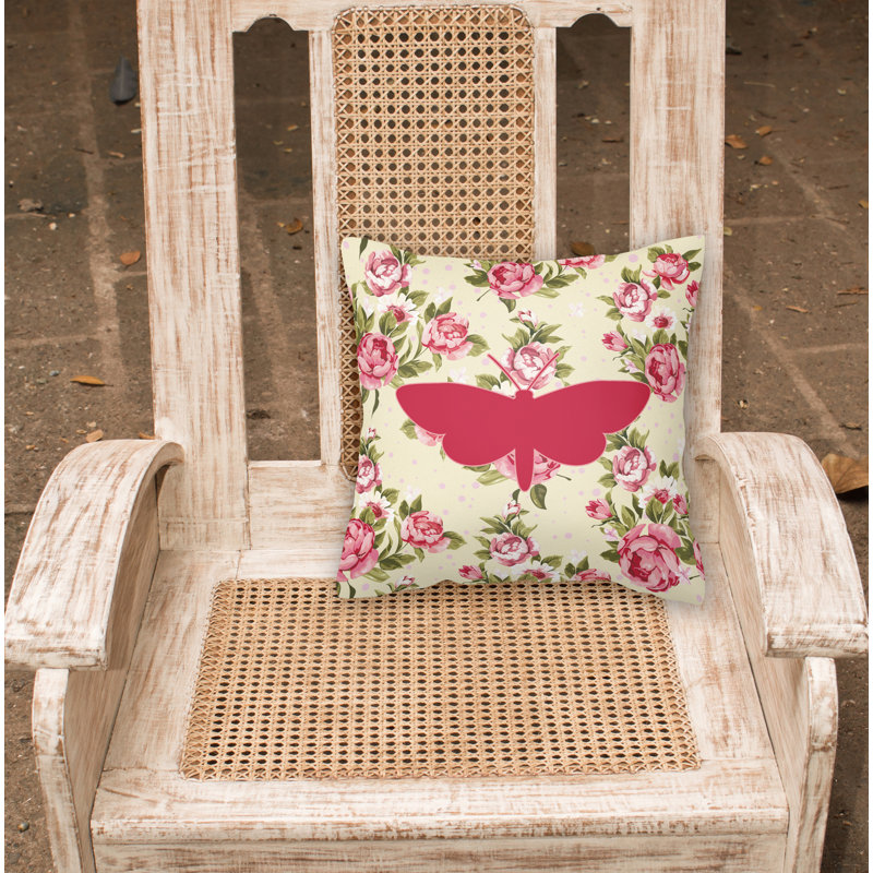  Coussin décoratif roses 14 "Moth Shabby Elegance, Jaune clair