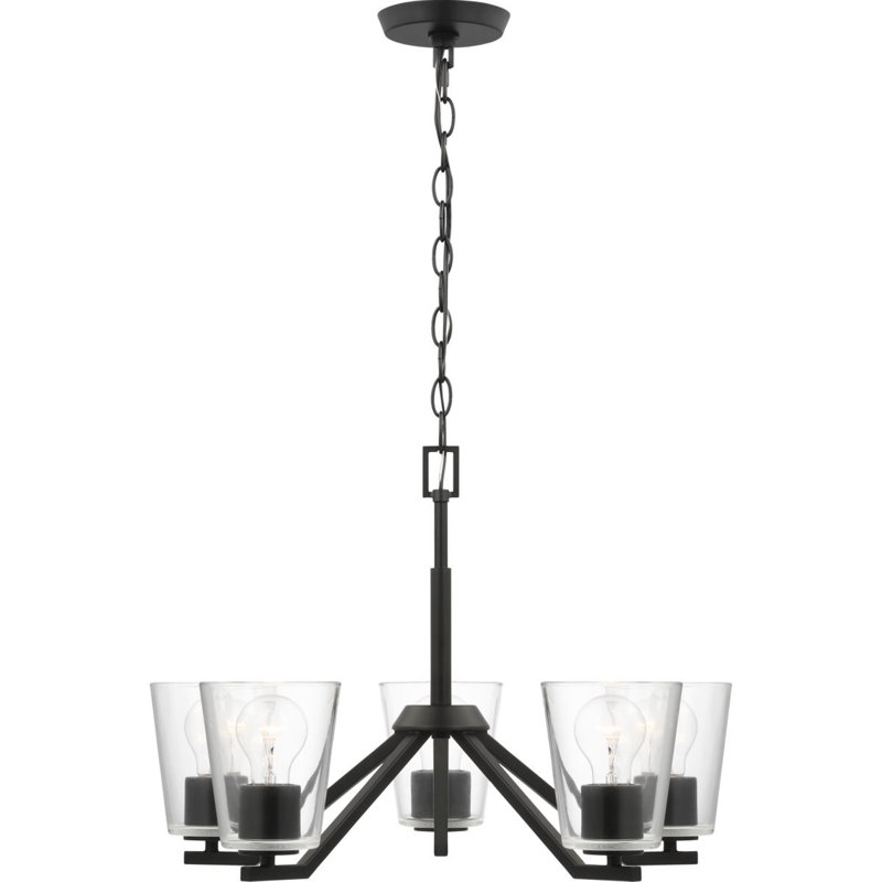 5 - Light Steel Dimmable Chandelier, Matte Black