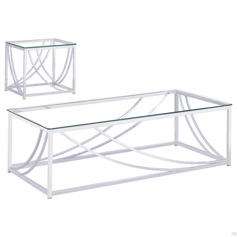Ensemble de table basse et de table de bout en verre 2 pièces Kempton