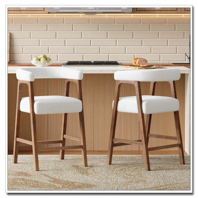 Tabourets de bar avec dossier, tabourets de comptoir confortables pour îlot de cuisine / salle à manger, Noyer