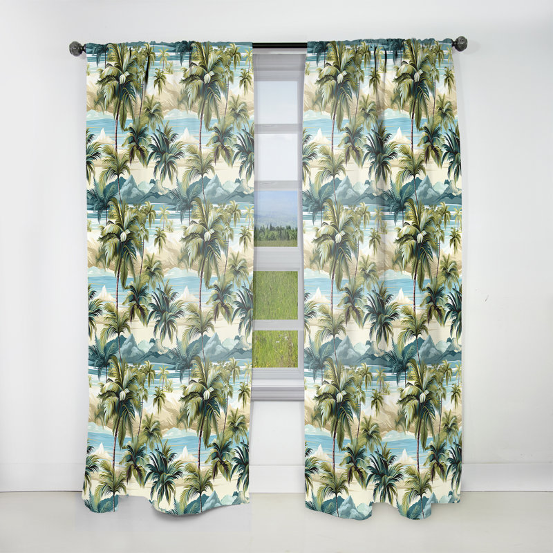 Palmier à motif tropical II - Rideau floral - Rideau floral obscurcissant - 1 panneau, L 52 po x L 63 po