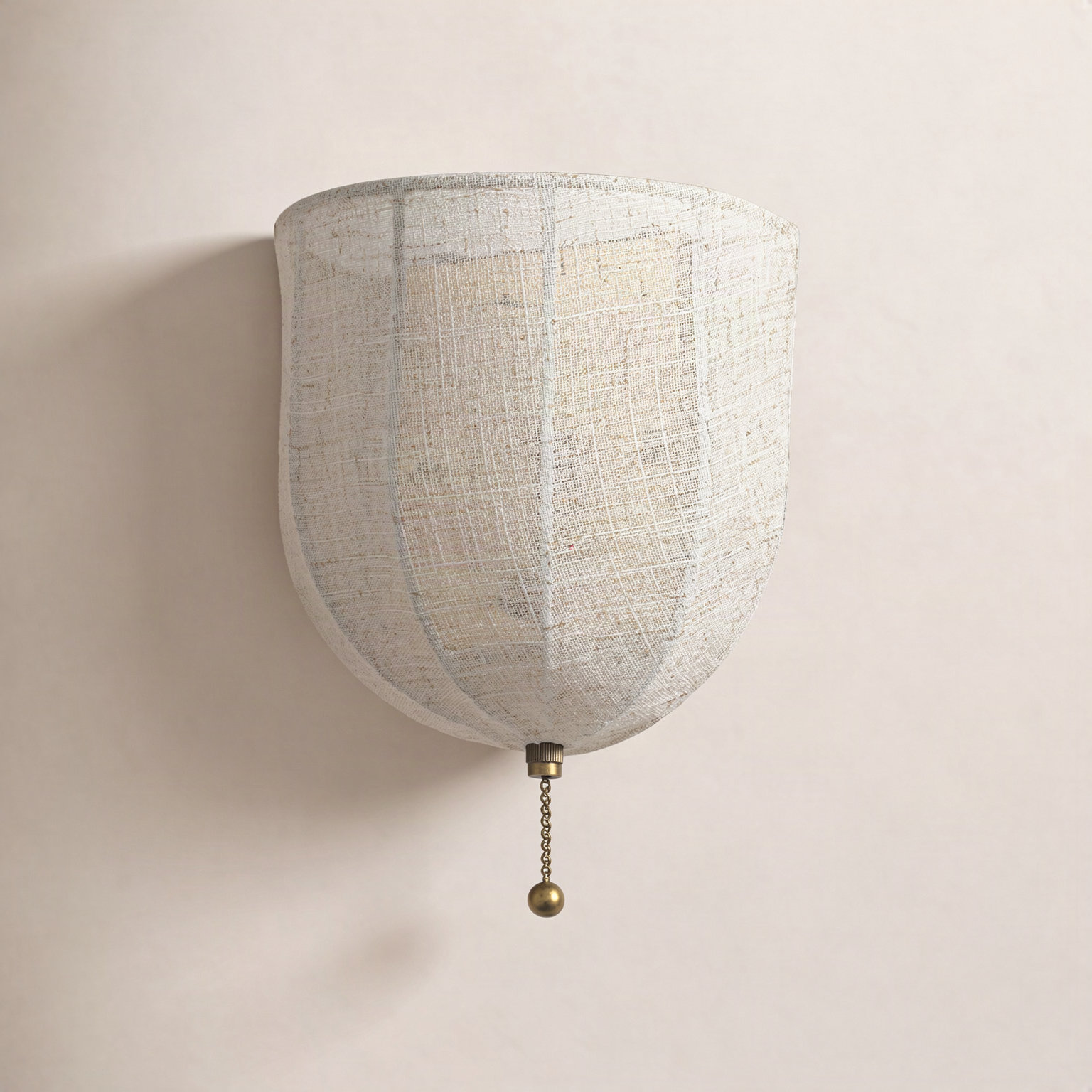 1 - Light Retro Pull Chain Semi Circular Linen Wall Sconce