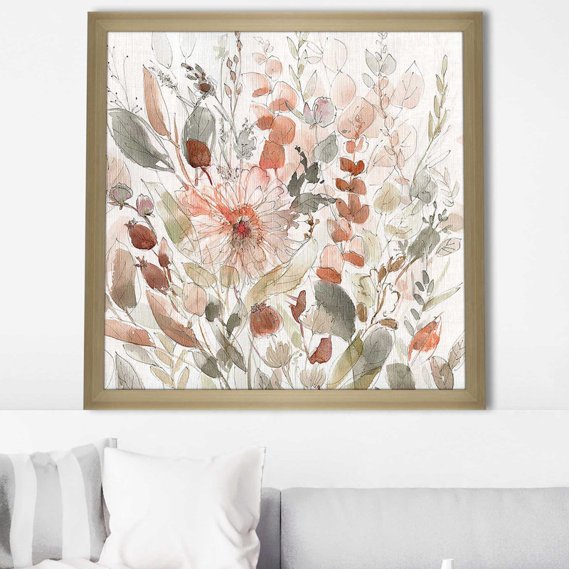 «Wild Blush Garden (Square)» par Carol Robinson, reproduction, H 31,5 po x l 31,5 po x P 1 po, Encadrement champagne