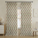 Fabdivine Soft, Bohemian Pure Linen Fabric with Blackout Pink and Brown Floral Handmade Block Print Room Darkening Pinch Pleated Curtains, 27x120 Inches Window Hook Drapes, 2 Panel Set, Rishi