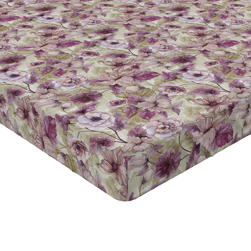 Drap-housse Ambesonne, Drap-housse de taille très grand, Vert réséda, lilas / floral