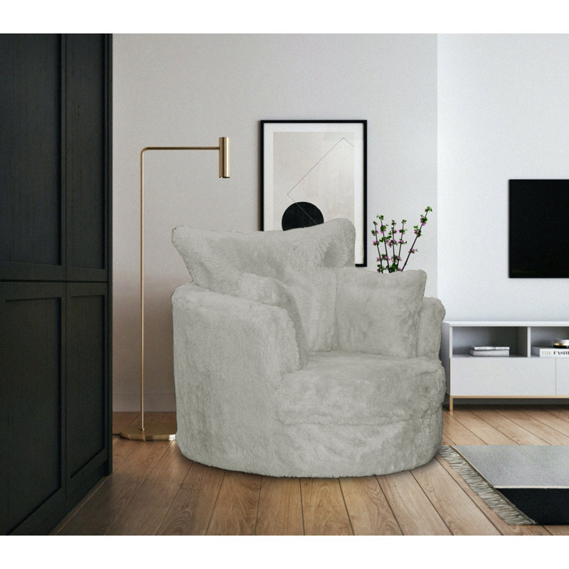 Upholstered Swivel Armchair, Light Grey