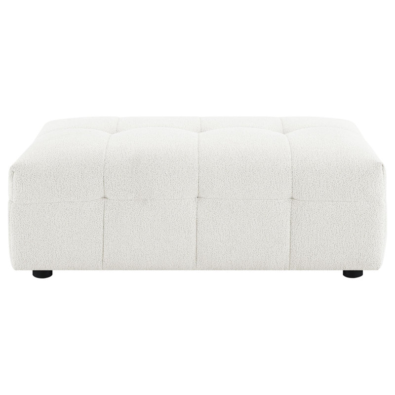 Creager Boucle Upholstered Rectangular Ottoman Off White