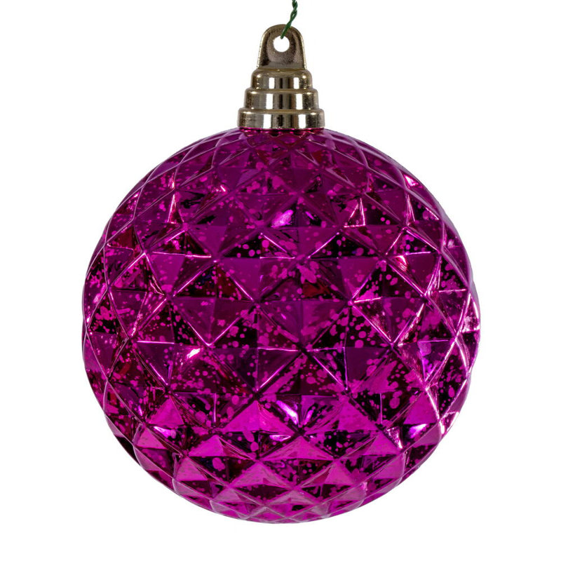 The Holiday Aisle® 4.75" Diamond Mercury Ornament. It includes 4 pieces per bag., Fuchsia