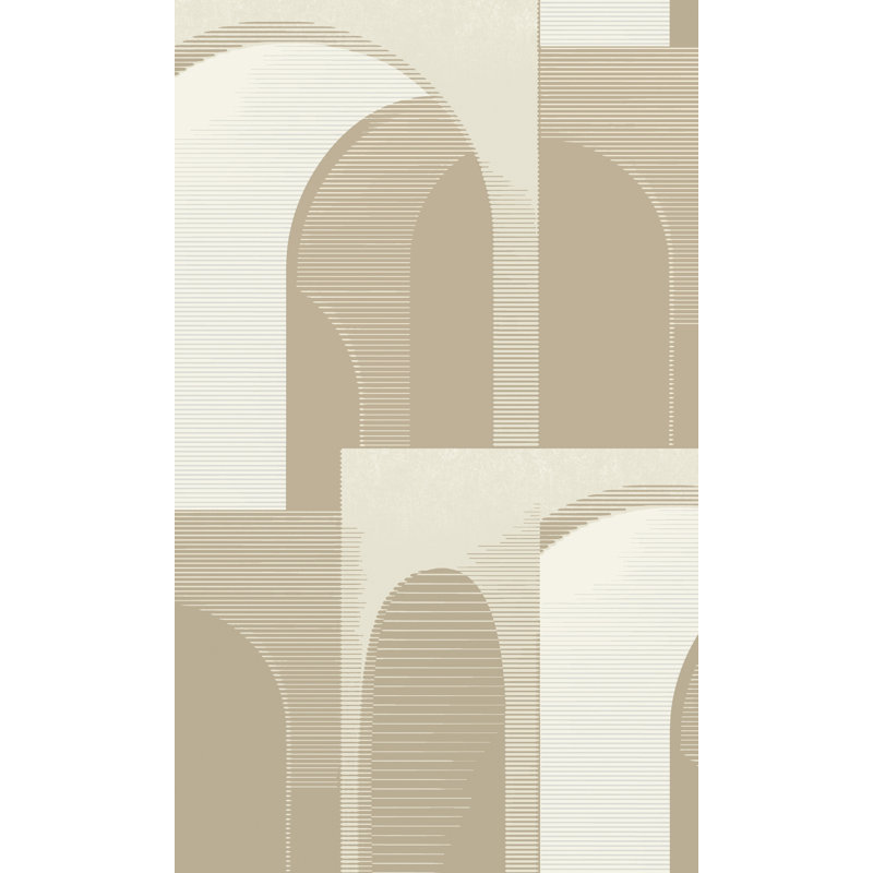Papier peint géométrique d'inspiration art déco, Beige