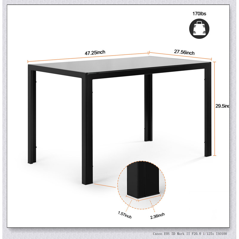 Ensemble de table de salle à manger 5 pièces pour 4 personnes avec table de salle à manger en verre trempé et chaises rembourrées