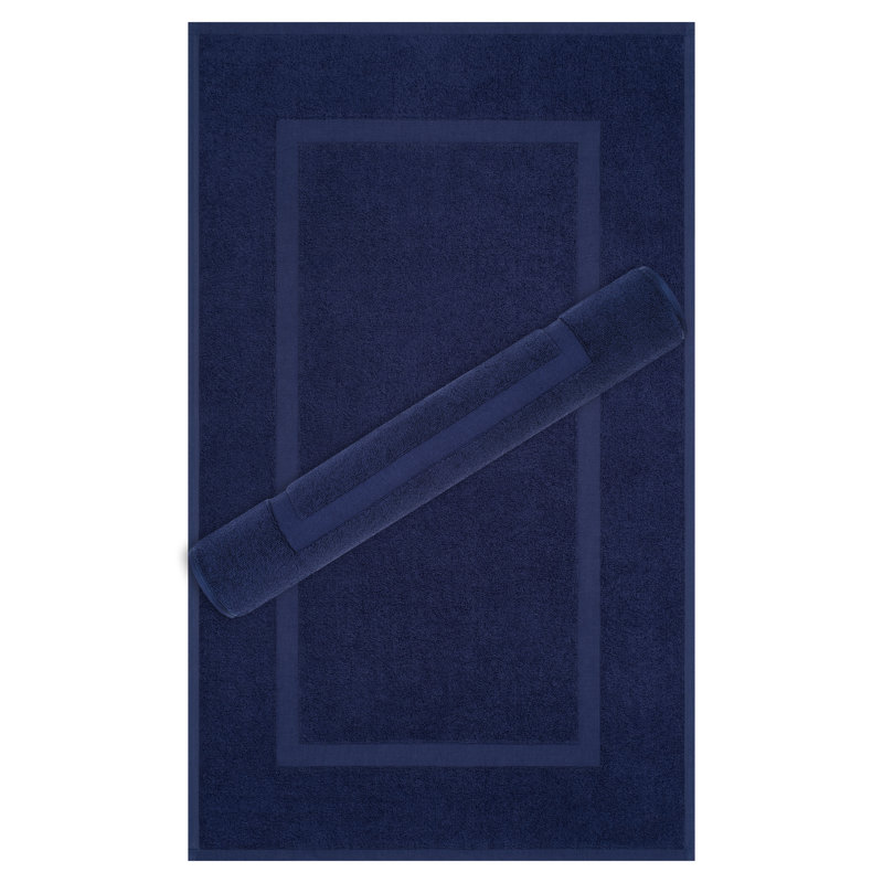 100% Cotton Bathmats for Bathroom, 2 Pack Soft Absorbent 20x34 inches Quick Drying Floor Mats, Navy