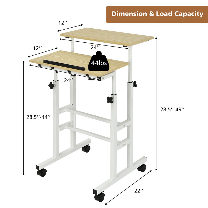 Adjustable Standing Desk, Natural/White