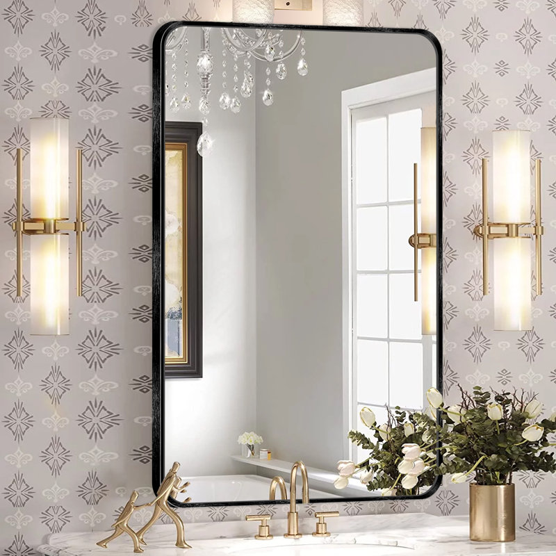 Miroir mural Viridiana, Noir brossé, 48 po x 30 po