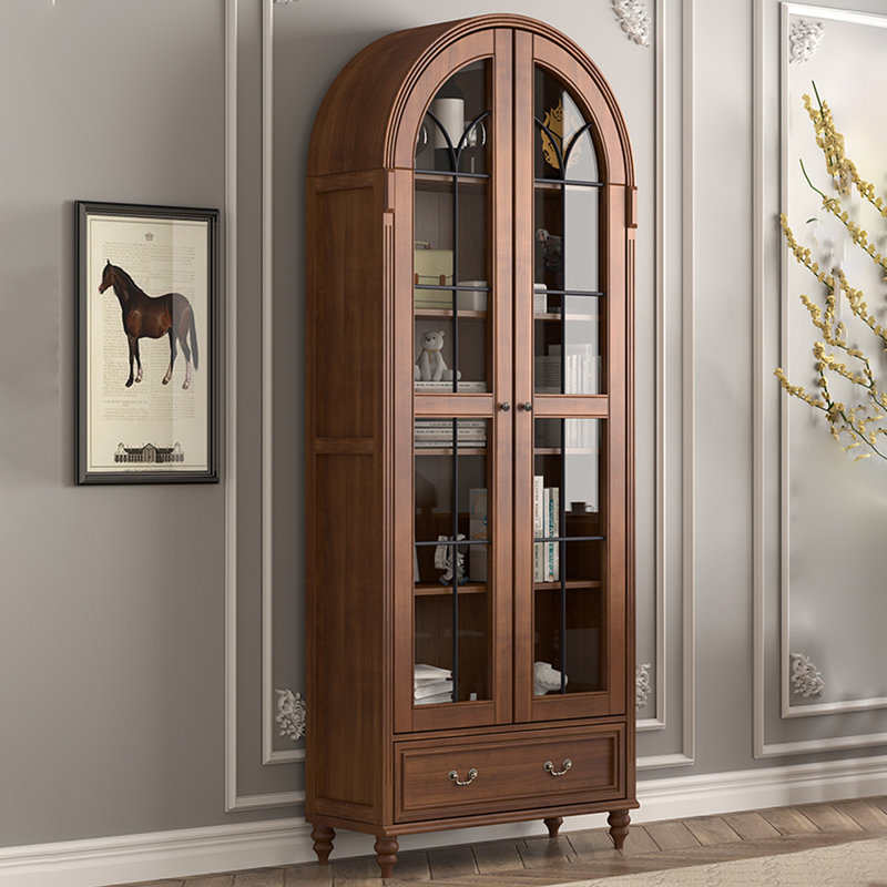 Vitrines en bois massif noisette + verre, H 82,68 po x l 39,37 po x P 15,75 po
