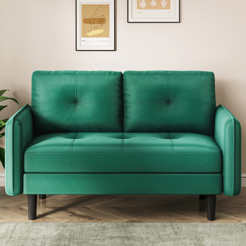 Aayushi 2 Seater Loveseat, Green Velvet