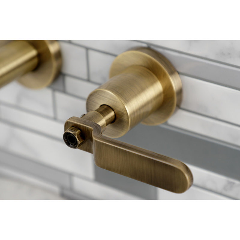 Kingston Brass Whitaker Two-Handle 3-Hole Wall Mount Roman Tub Faucet, Antique Brass