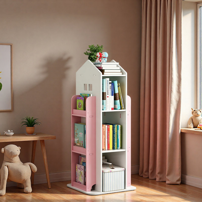 4-Tier Rotating Bookshelf, PINK