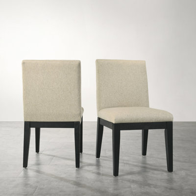 Furniture Dining Chairs, Of 2 - Ideal For Smaller Occasions, Comfortable Upholstery, Black Legs, Easy To Clean Chair Chairs , Solid Wood Base, Fabric