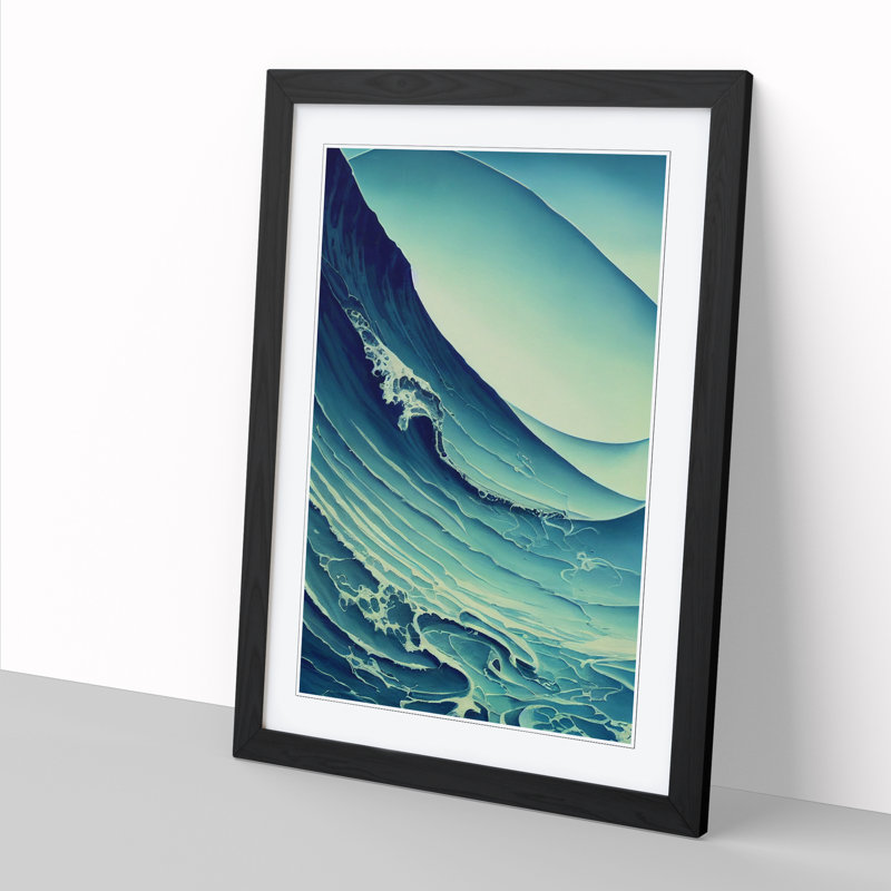 FRM-V0523-1621X Ocean Sea Abstract Art Vol.3 - Picture Frame Print, 46cm H x 34cm W x 2cm D, Walnut