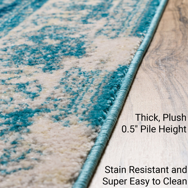 Sydney Vintage Abstract Synthetic Area Rug, Rectangle 100 x 140cm