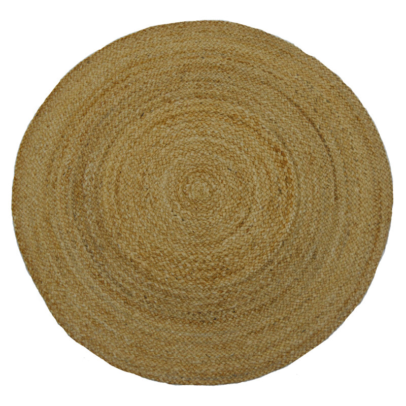 Amaur Rustic Natural Jute Round Hand Woven Area Rug - Reversible Design, Round 120 cm