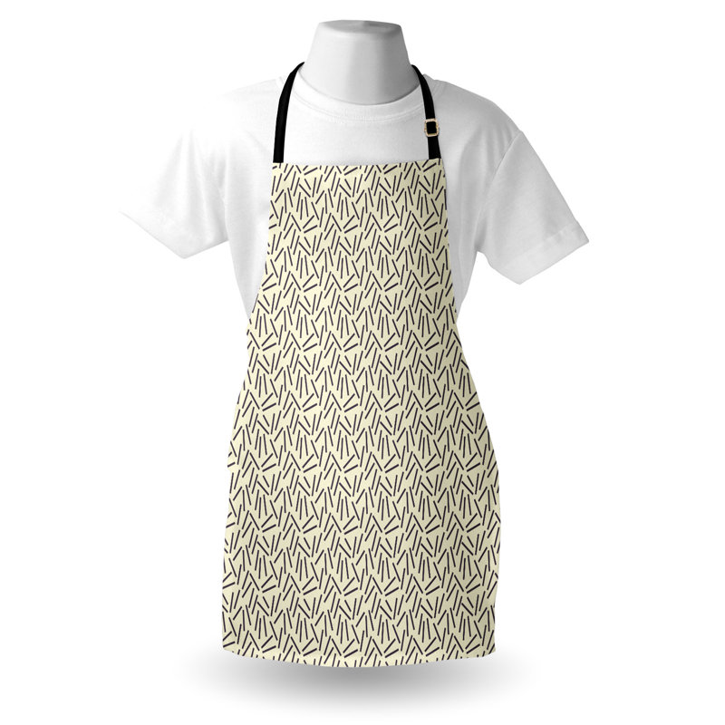 Tablier abstrait East Urban Home unisexe, lignes noires, taille adulte, crème, noir