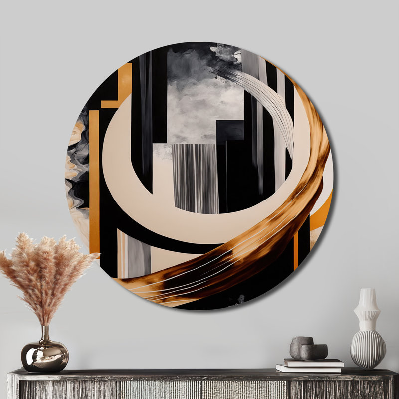 Nottingham - Art abstrait rond en métal, H 36 po x l 36 po