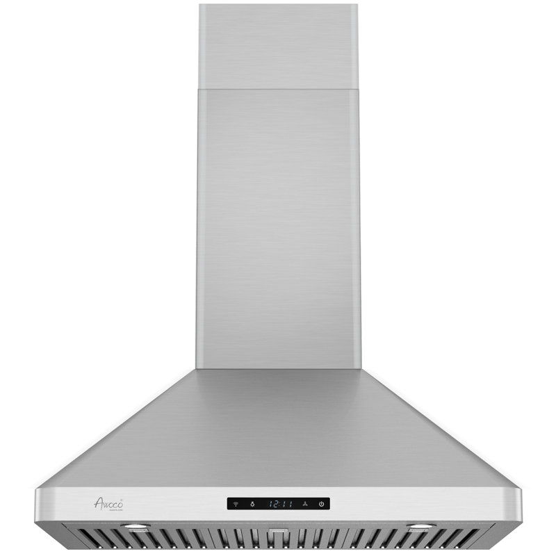 Hotte murale à conduit 30 pouces 800 CFM en argent avec télécommande incluse