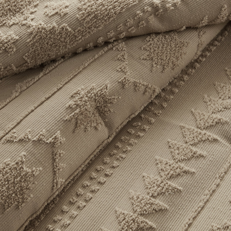 3 pièces d'édredon surdimensionné en chenille double / grand, brun clair, rembourrage à l'épreuve du sud-ouest et taies décoratives lavables à la machine