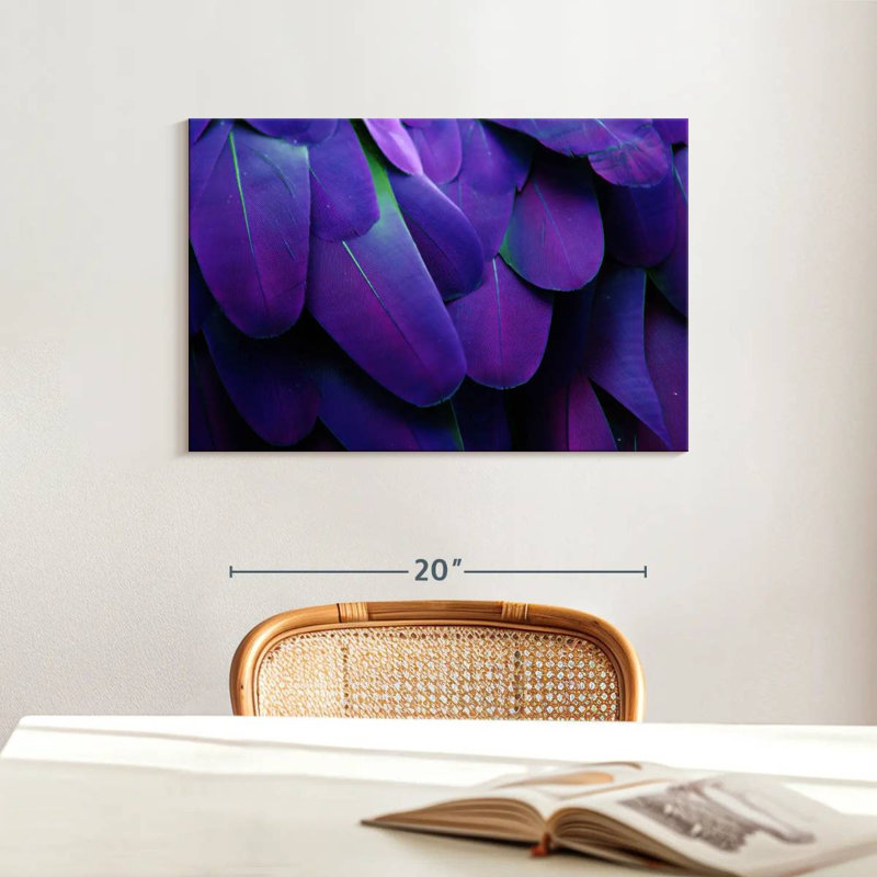 Brampt Purple Blue Macaw Feathers, 16" H x 24" W