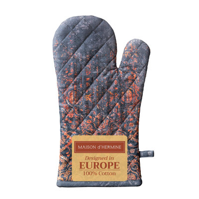 Maison d' Hermine Oven Gloves 100% Cotton Oven Mitt 7" x 13" with Loop Heat Resistant BBQ Cooking Gloves for Thanksgiving Christmas Decorations Baking Handling Hot Pans (Pack of 1, Imperfection)