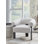 Chaise d'appoint Tisa, polyester gris, cadre en bois noir à 3 pieds avec dossier rond