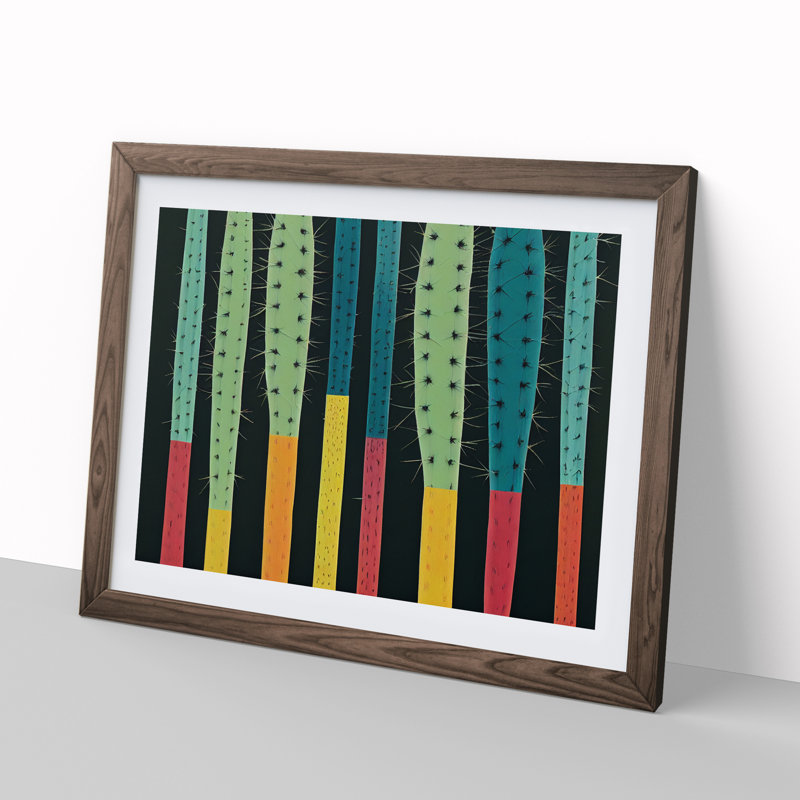 Abstract Cactus Vol.2 - Framed Print, 46cm H x 64cm W x 2cm D, Walnut