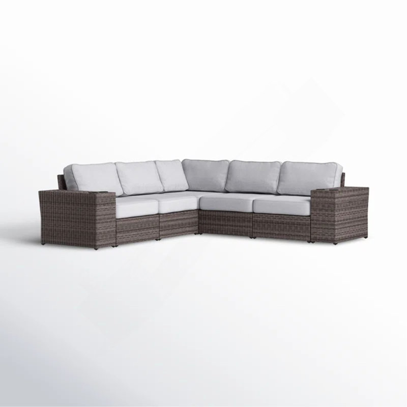 Canapé modulaire extérieur réversible de 102 po en osier avec coussins - entièrement assemblé