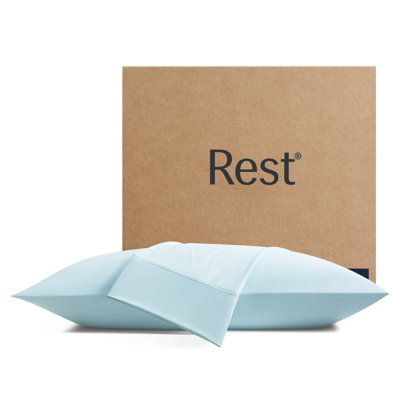Taie d'oreiller rafraîchissante REST® Evercool® + standard - 2 taies d'oreiller pour peau sensible, tissu infusé d'argent pour un sommeil hygiénique, lisse et soyeuse pour les cheveux bouclés, haute élasticité pour un ajustement parfait (19 po x 2