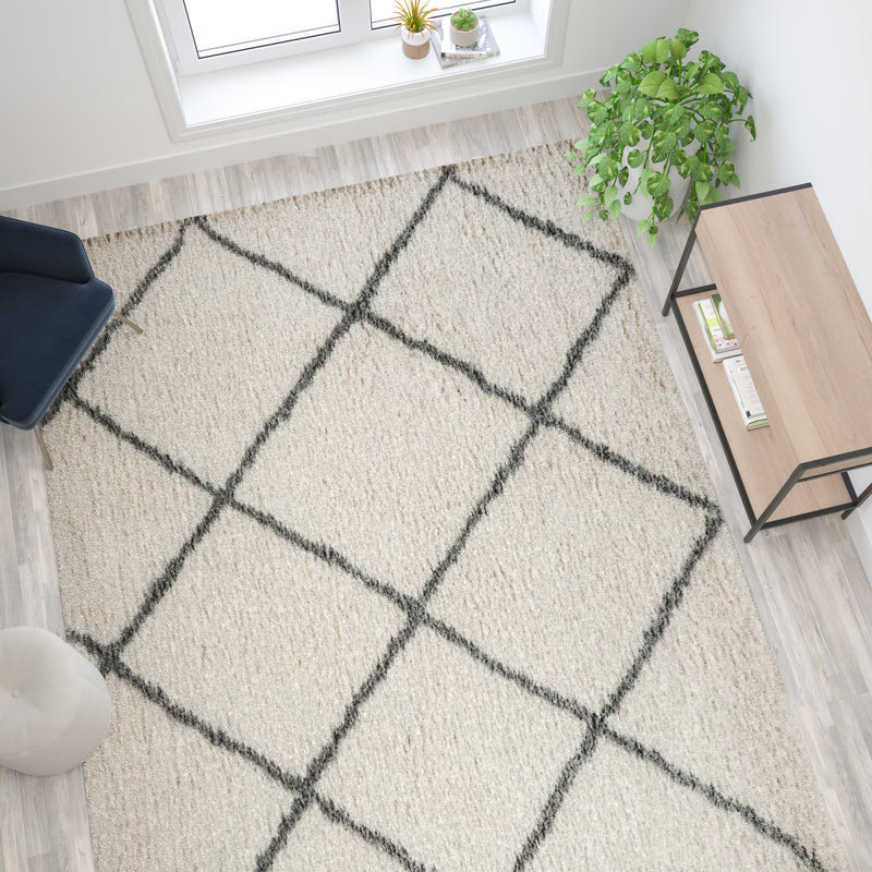 Tapis à poils longs Brittain Diamond, Rectangle 8 pi x 10 pi
