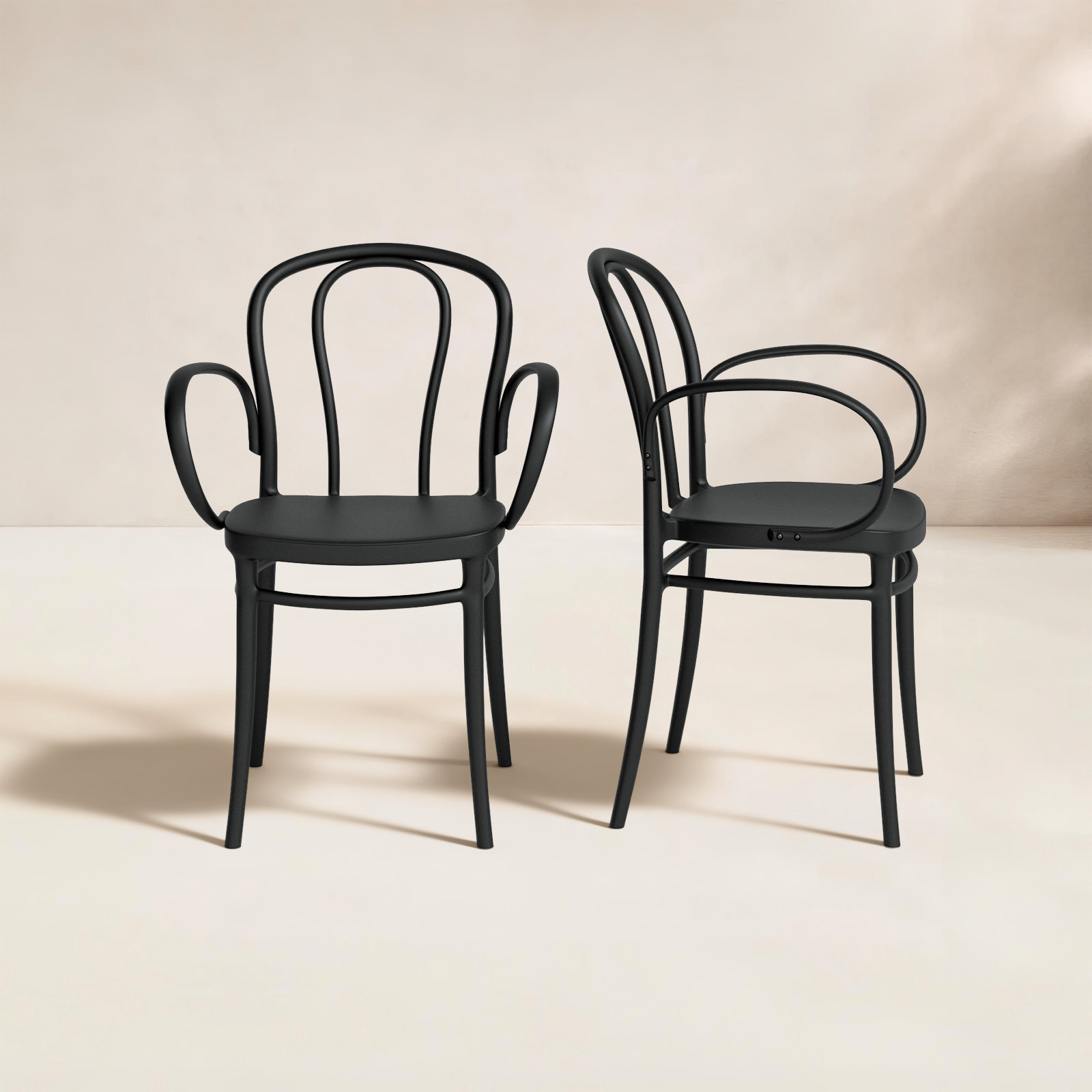 Farrah Stacking Patio Dining Armchair, Black