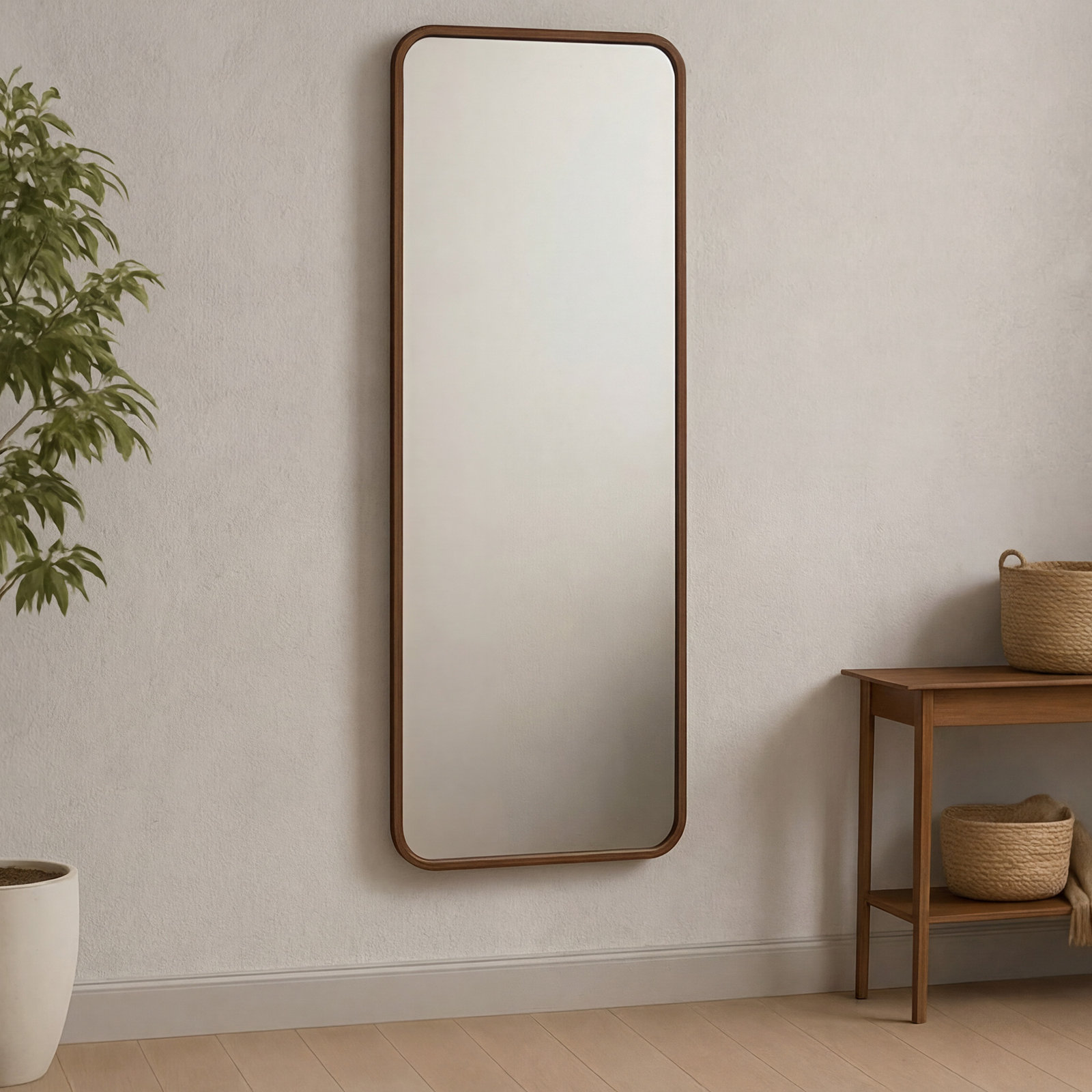 32" Oak Full-Length Mirror, Brown