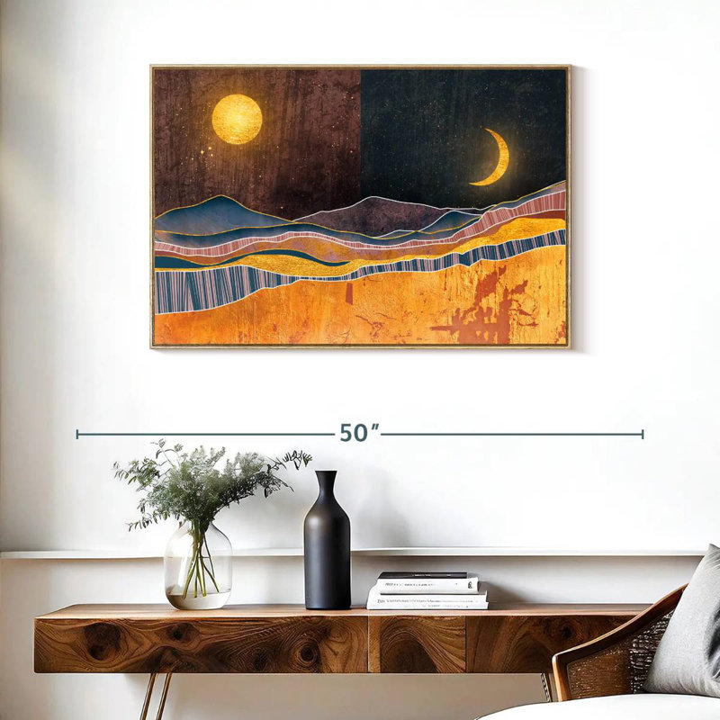 «Blairs Dusk To Dawn», Cadre flottant en bois naturel, 37 po x 25 po